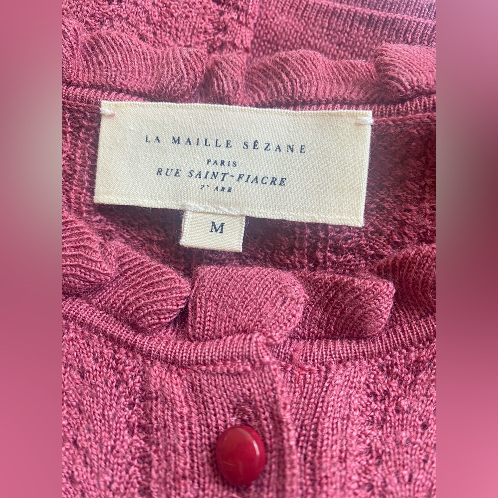 Sezane Louis Pink Knit Cardigan Size M - Picture 8 of 11